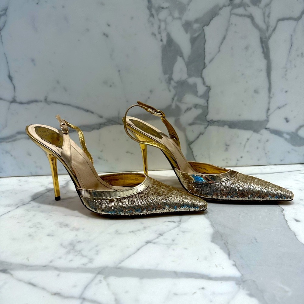 Rene Caovilla gold sequin pump